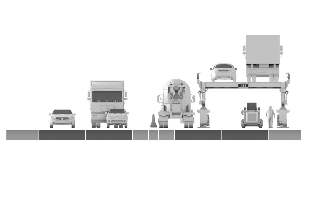 Il rendering dell'ASTRA-Bridge, passerella mobile per cantieri realizzata dall'Ufficio Federale delle Strade