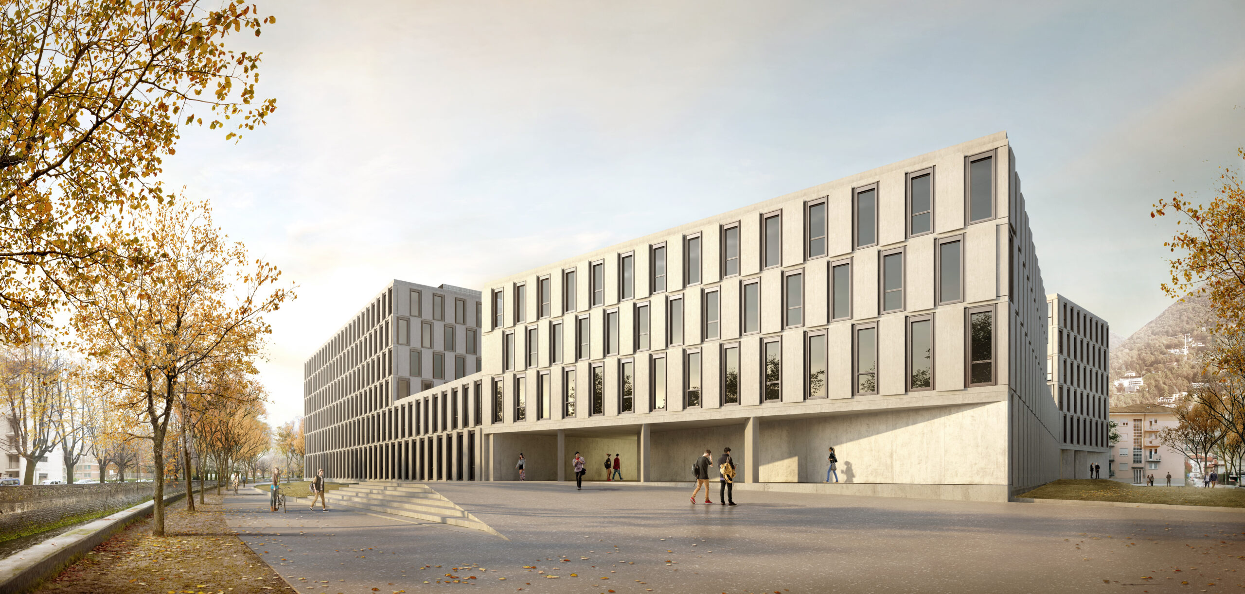 L'ingresso principale del nuovo Campus universitario della SUPSI a Viganello