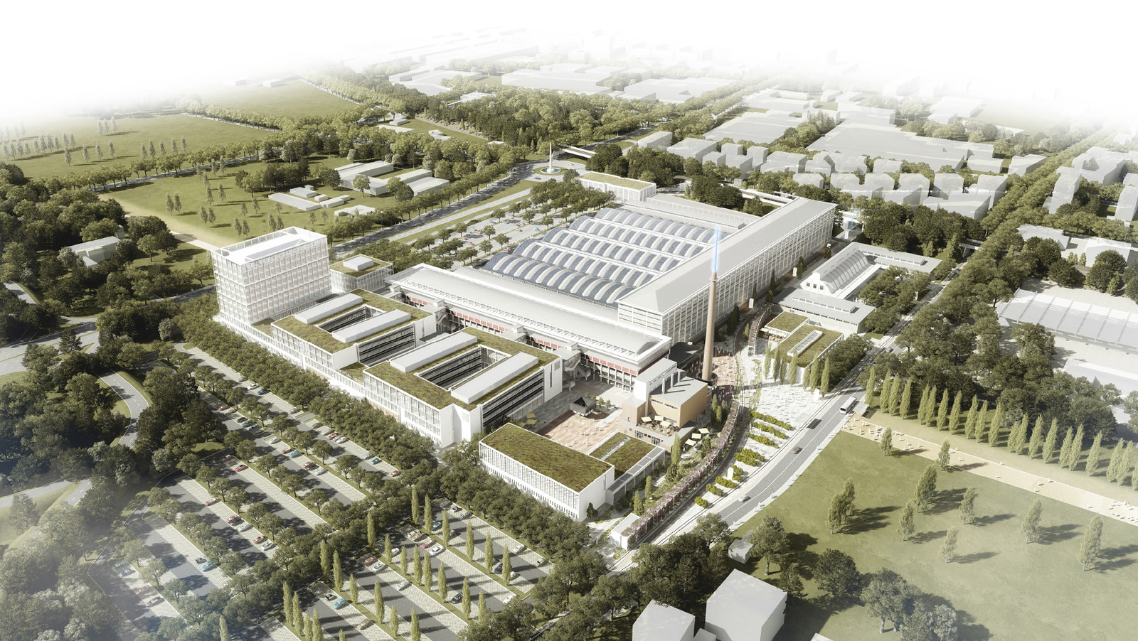 Un rendering del Tecnopolo di Bologna destinato ad ospitare l'ECWMF