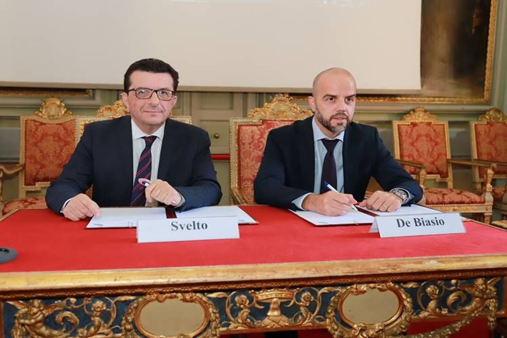 Francesco Svelto, Rettore dell'Università di Pavia, e Igor De Biasio, amministratore delegato udi Arexpo