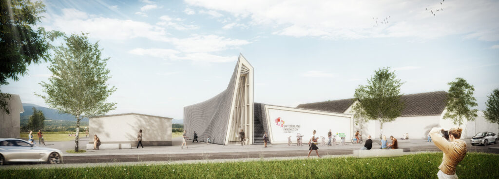 Il rendering del padiglione dello Switzerland Innovation Park Zurich