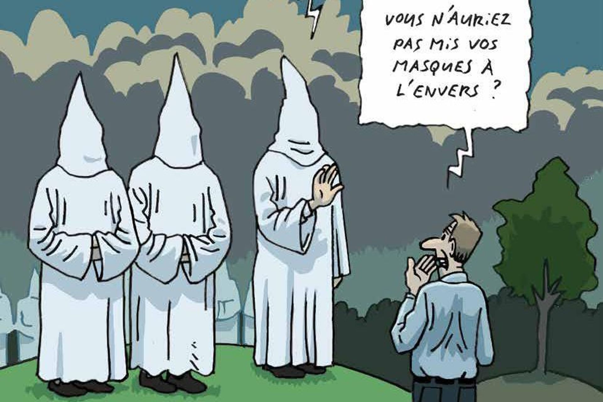 Una delle vignette riguardanti xenofobia, fake news e complottismo del numero 45-2021 della rivista della Commissione Federale contro il Razzismo della Svizzera