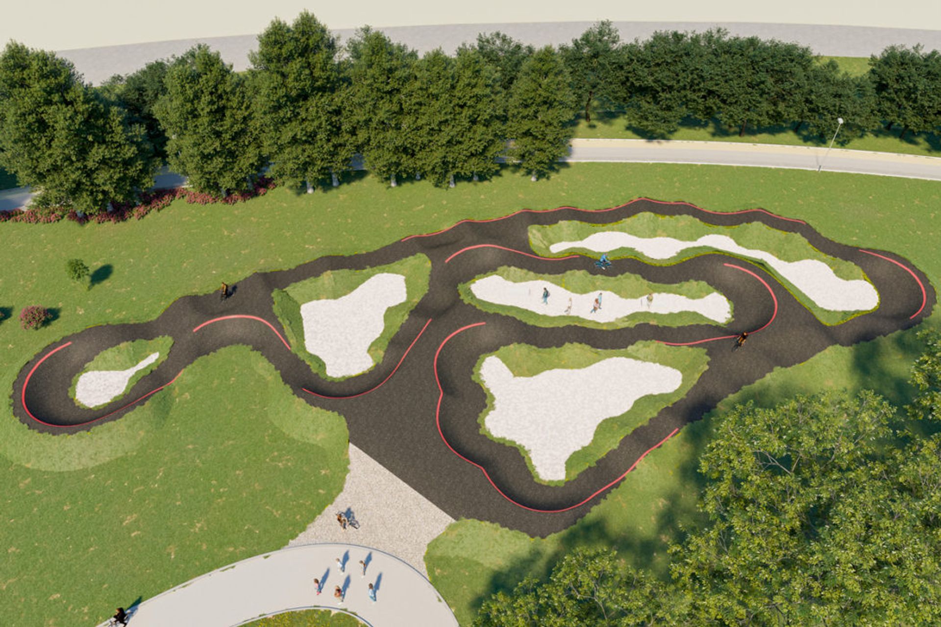 La pista Pumptrack del BRN Village di Forlimpopoli, voluto da BRN Bike Parts in provincia di Forlì-Cesena