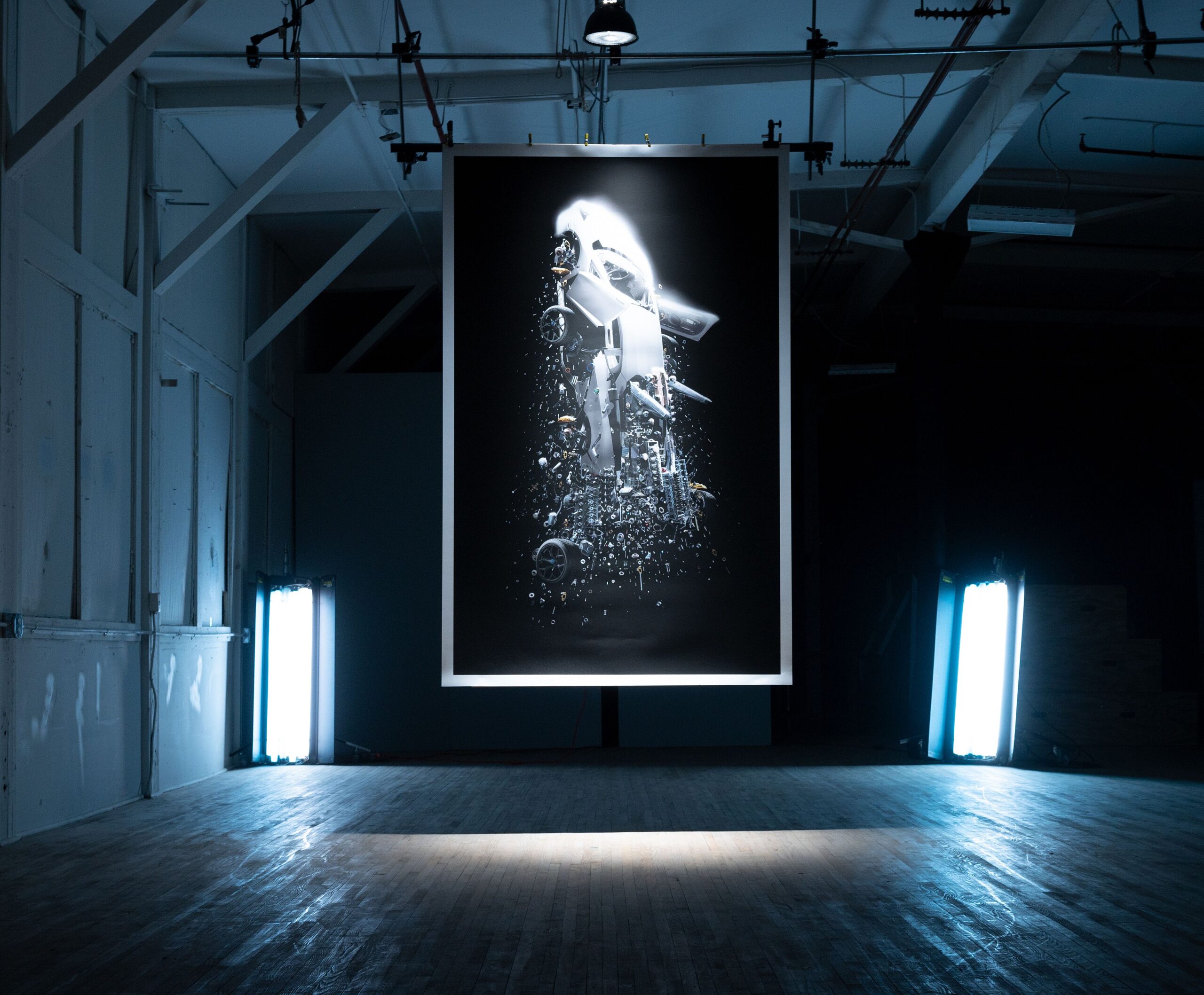 L’opera reale e digitale “Space Time Memory” realizzata dall’artista svizzero Fabian Oefner con le singole componenti della Lamborghini Aventador Ultimae