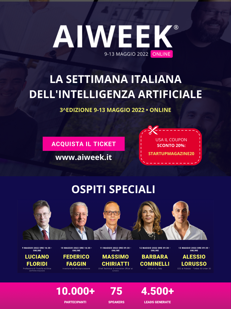 La pagina per stampa e la locandina della “AI Week - settimana italiana dell'intelligenza artificiale”