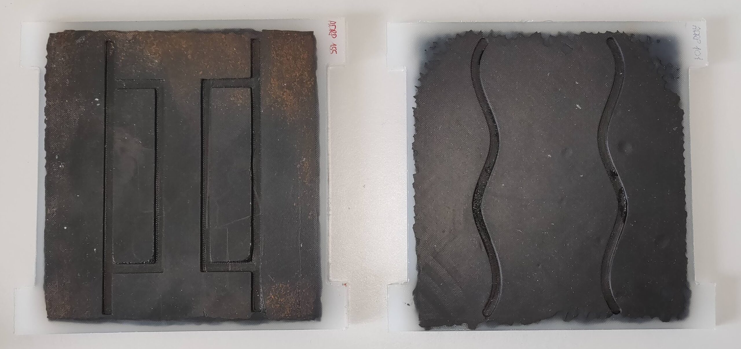 I prototipi di "rail pads" selezionati dall'EMPA per proteggere dall'inquinamento acustico chi abita nei pressi di una linea ferroviaria