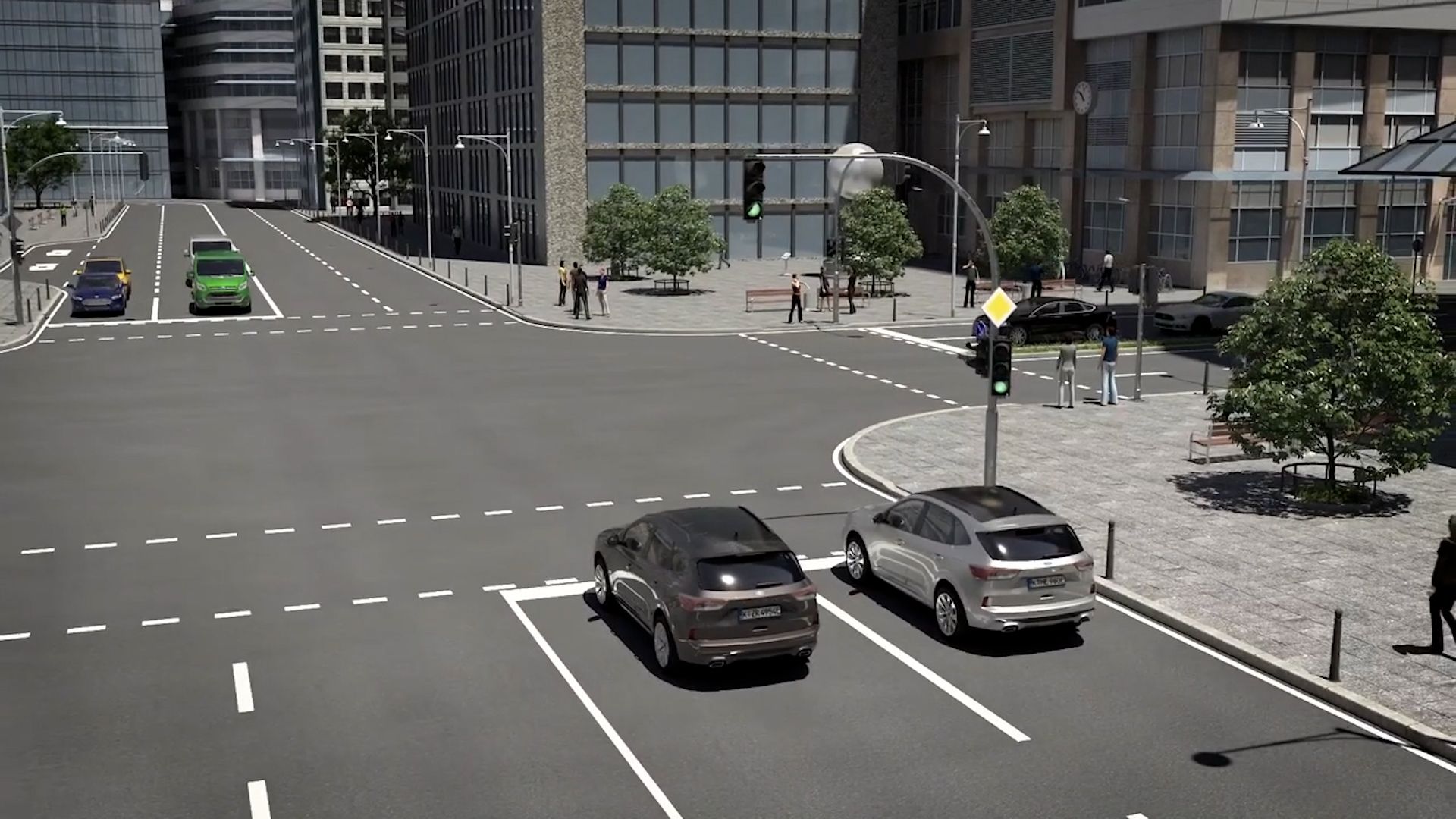 Il controllo intelligente dei semafori è stato sviluppato da ingegneri della Ford ed è stato testato nell'ambito del progetto Corridor for New Mobility Aachen-Düsseldorf (ACCorD): durante i collaudi è stata utilizzata una Kuga Plug-In Hybrid, equipaggiata con un’unità di bordo (per comunicare con l'infrastruttura) e un hardware per il controllo rapido (per connettersi al prototipo di software a bordo del veicolo)