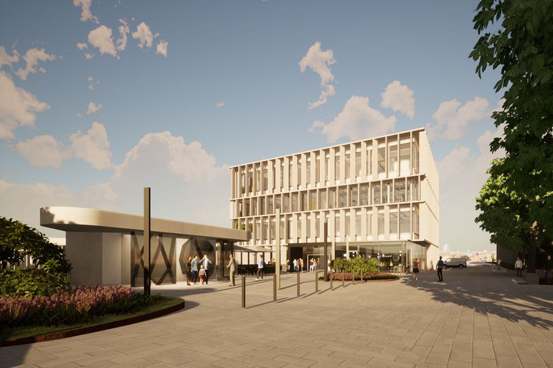 Un rendering del futuro centro per la mobilità sostenibile della Val Pusteria