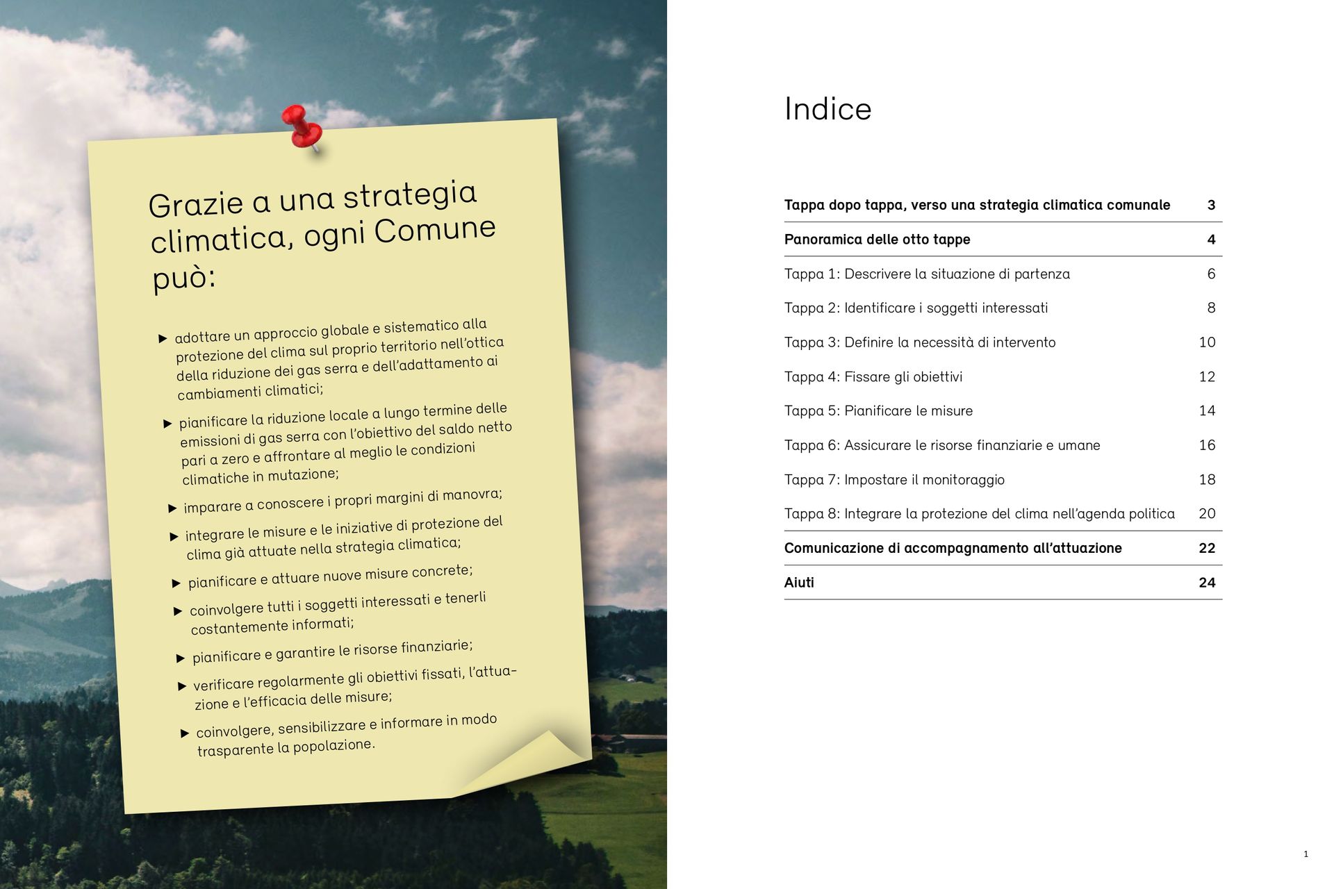 La "Guida alla strategia climatica per i Comuni - in otto tappe" dell'Ufficio Federale dell'Ambiente (UFAM) e di SvizzeraEnergia