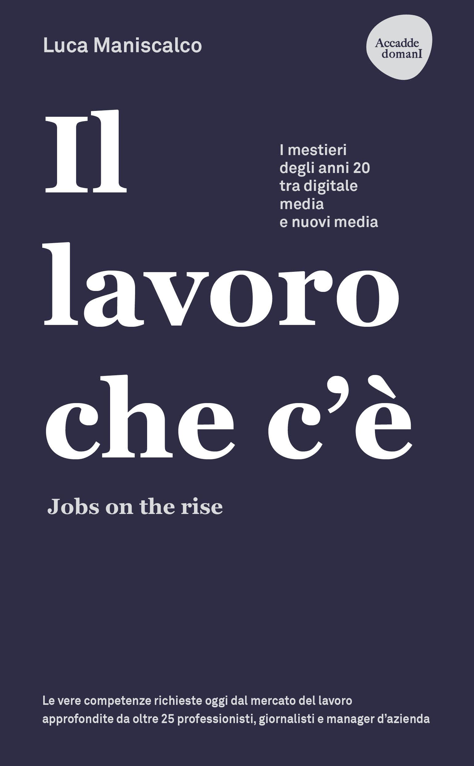 La copertina del libro “Il lavoro che c’è. Jobs on the rise” di Luca Maniscalco, edito dalla Dario Flaccovio Editore