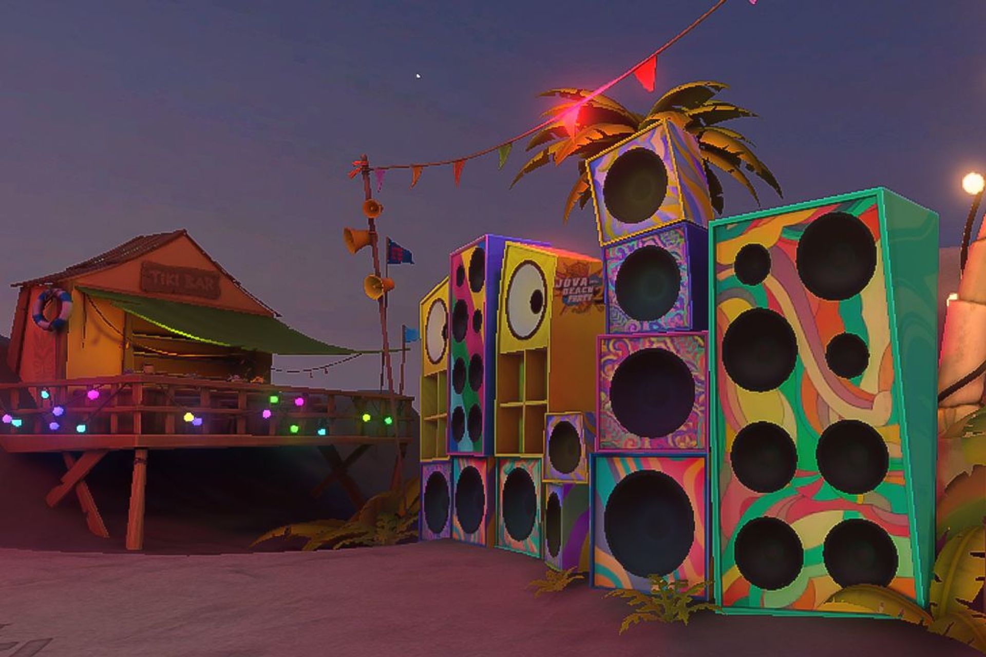 Uno screenshot del “Jovaverso”, il Metaverso realizzato ad hoc da TIM per l’artista romano Jovanotti (al secolo Lorenzo Cherubini) nell’ambito del tour musicale estivo, presso gli stabilimenti balneari d’Italia, denominato “Jova Beach Party 2022”