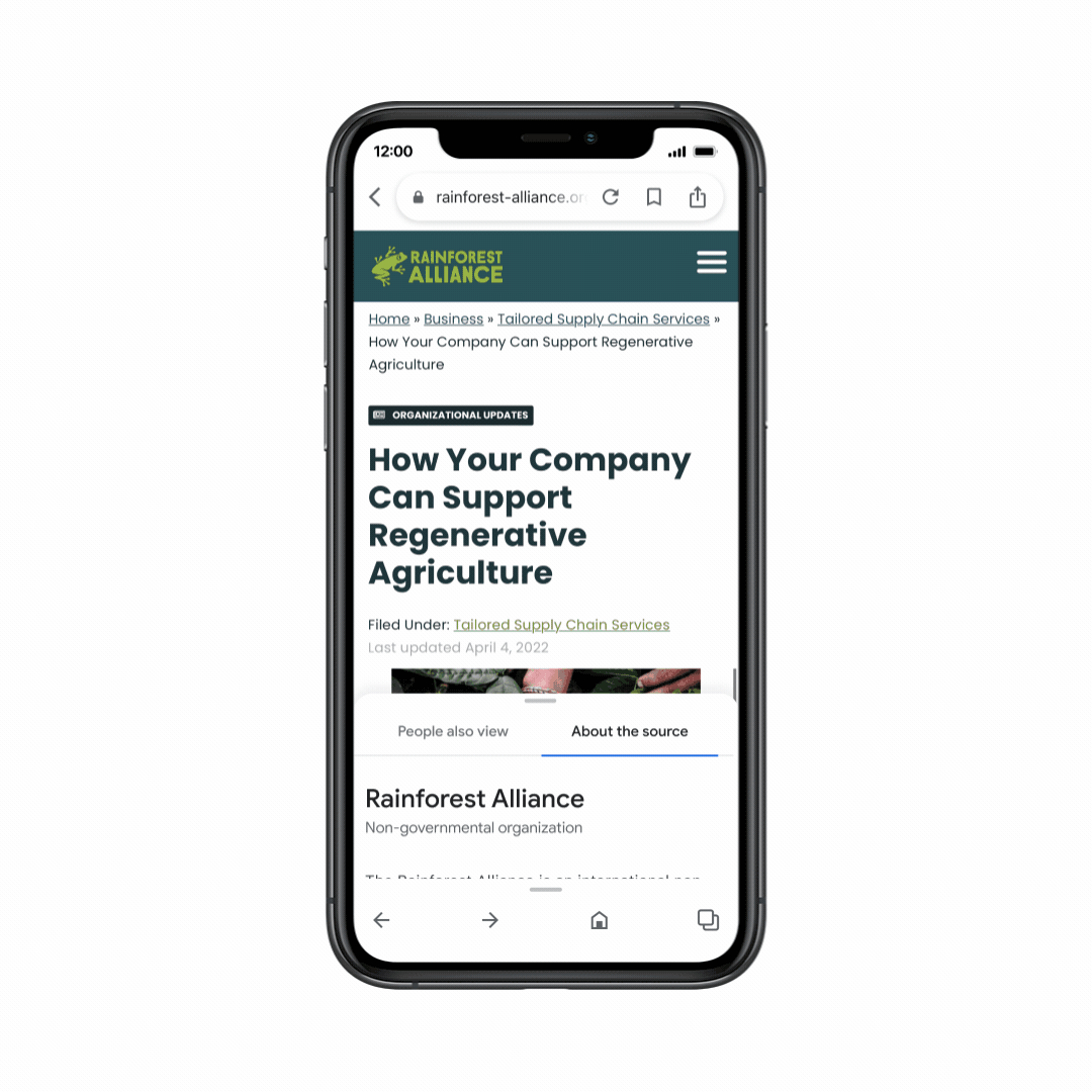 Con Informazioni su questo risultato nell'app di Google, è possibile ottenere informazioni utili sui siti web durante la navigazione.