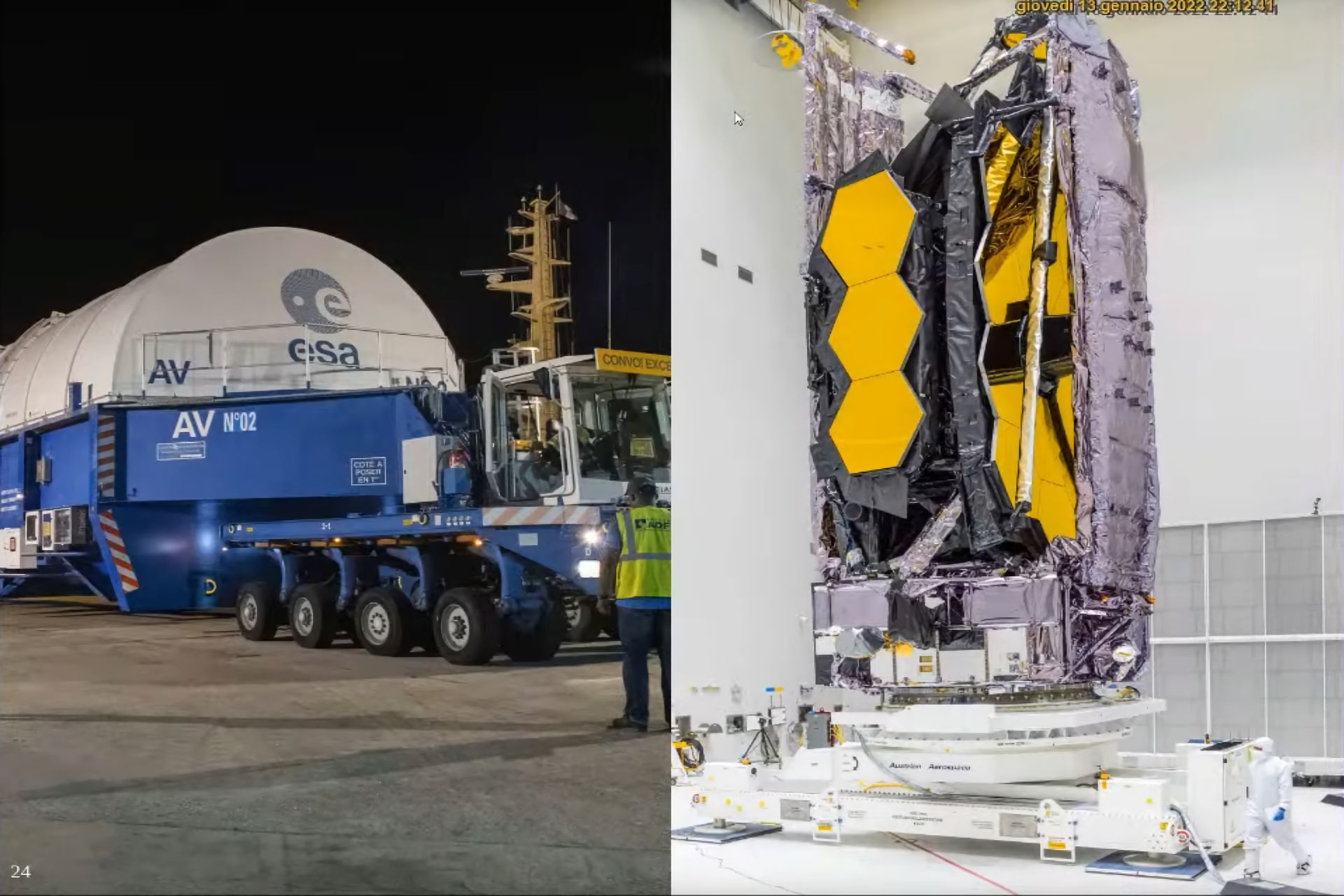 Il trasporto del Telescopio Spaziale James Webb