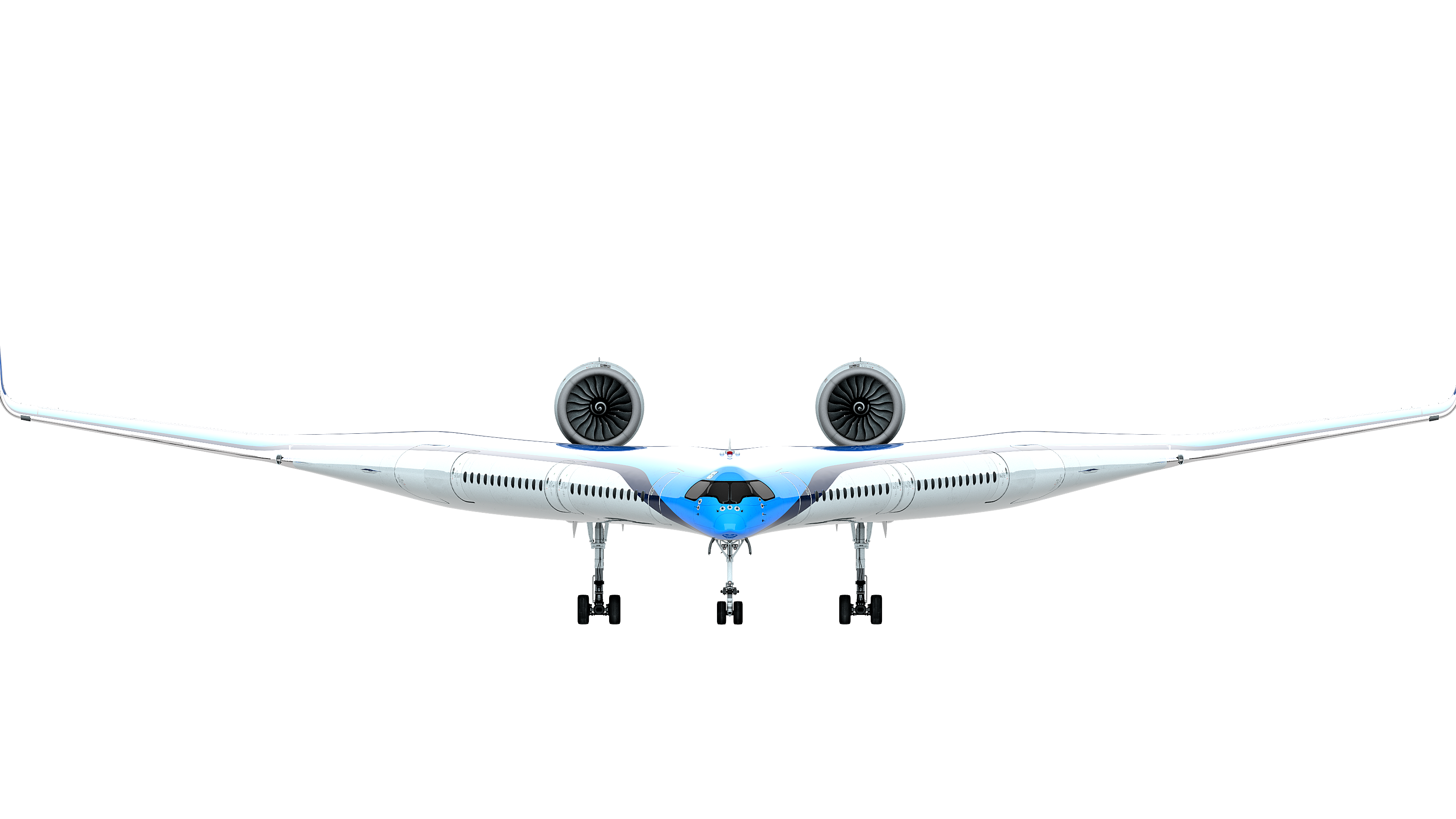 L’aereo sostenibile “Flying-V” di KLM e dell’Università TU Delft (Ilustrazione: Edwin Wallet/Studio OSO)