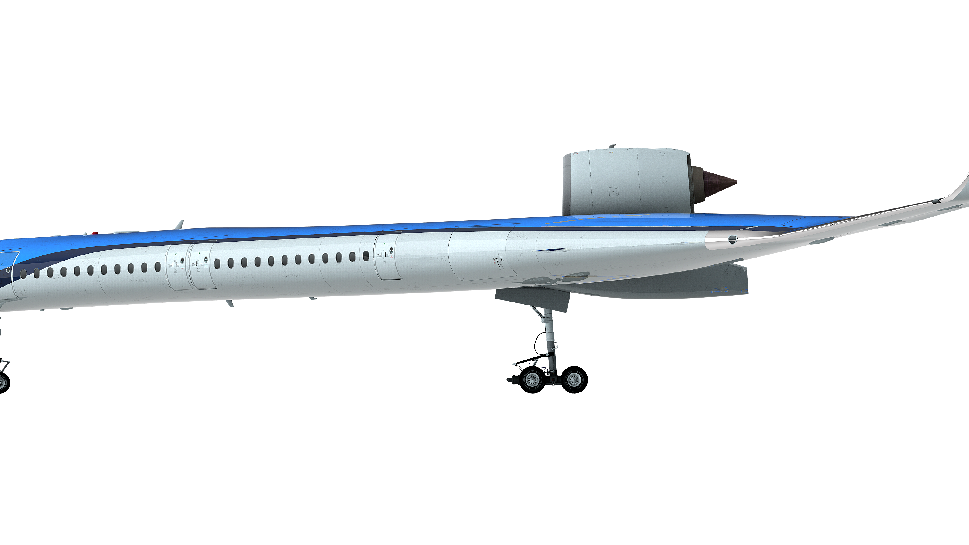 L’aereo sostenibile “Flying-V” di KLM e dell’Università TU Delft (Ilustrazione: Edwin Wallet/Studio OSO)