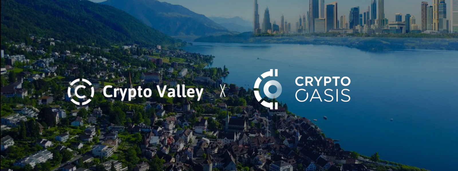 La copertina ufficiale della partnership fra Crypto Oasis di Dubai e Crypto Valley di Zugo