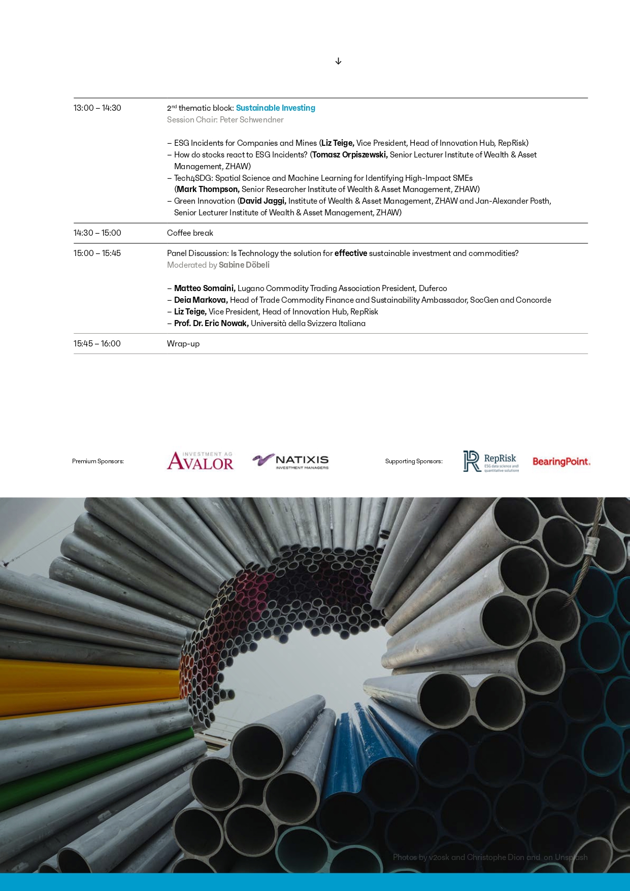 La seconda pagina del programma di "Innovation in Sustainable Finance and Commodities" (in lingua inglese)