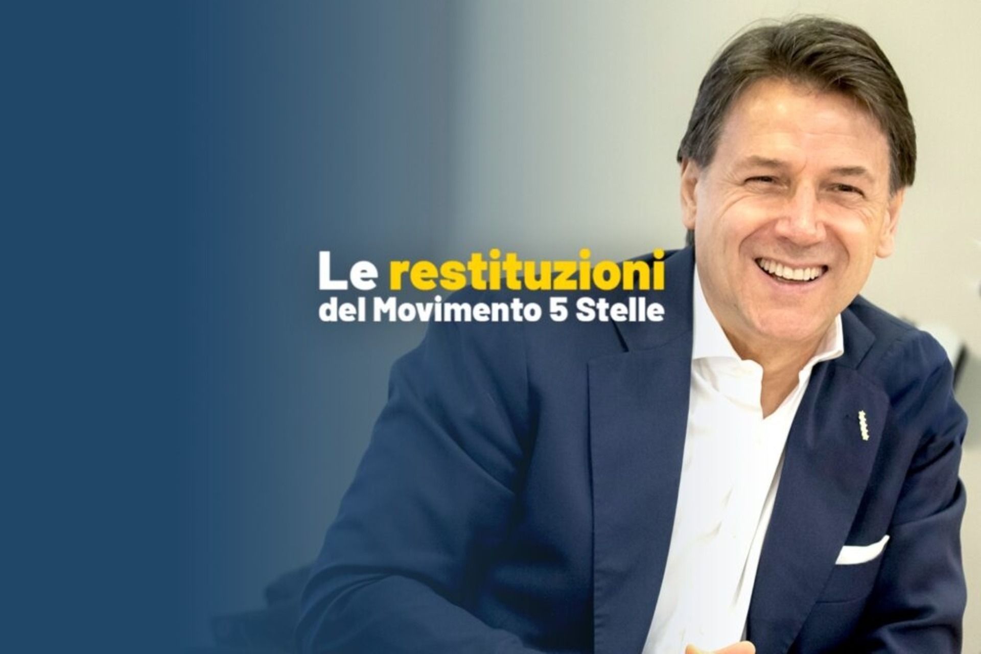 Una fotografia di Giuseppe Conte usata per le restituzioni dei compensi dei parlamenari 5 Stelle