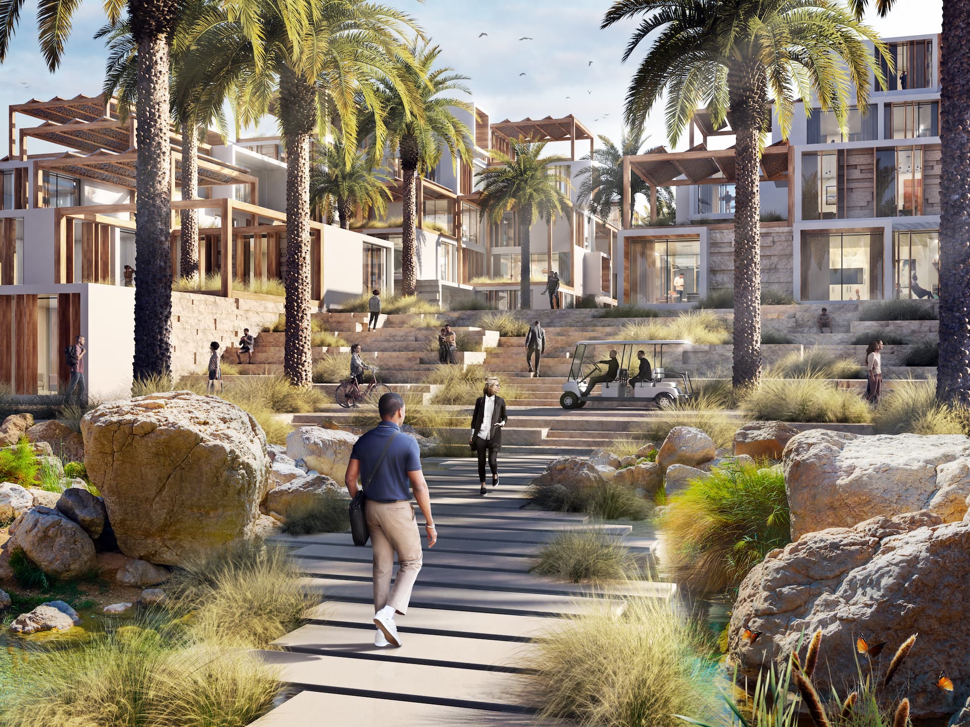 XZERO sarà una walking city: il traffico veicolare sarà bandito, a eccezione di una tangenziale che ospiterà però un numero limitato di automobili. La forma della città infatti promuove la mobilità dolce, perché ogni servizio sarà facilmente raggiugibile a piedi o in bicicletta (Foto: URB)