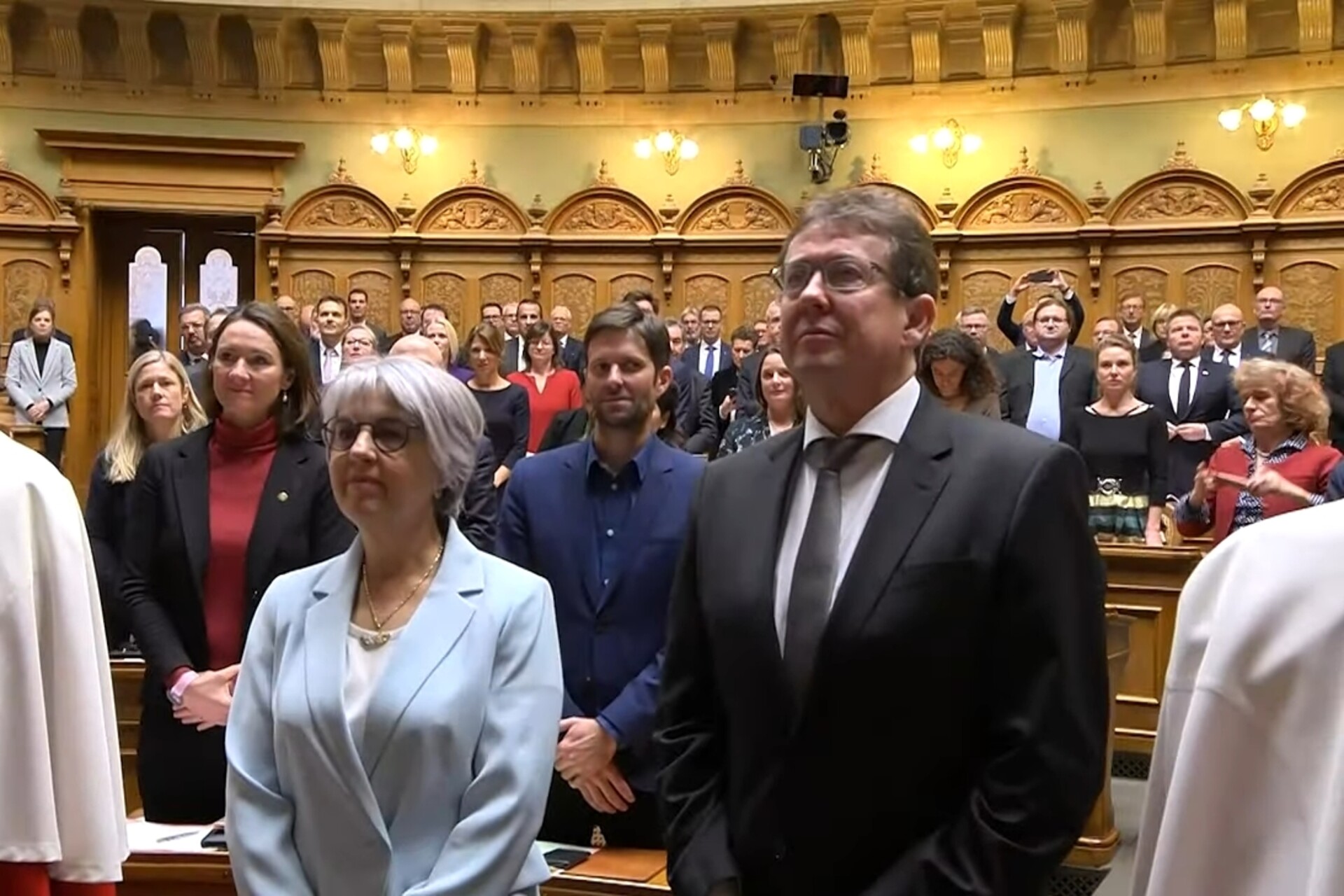 Consiglio Federale: i Consiglieri Federali svizzeri Elizabeth Baume-Schneider e Albert Rösti al momento del giuramento per il 2023