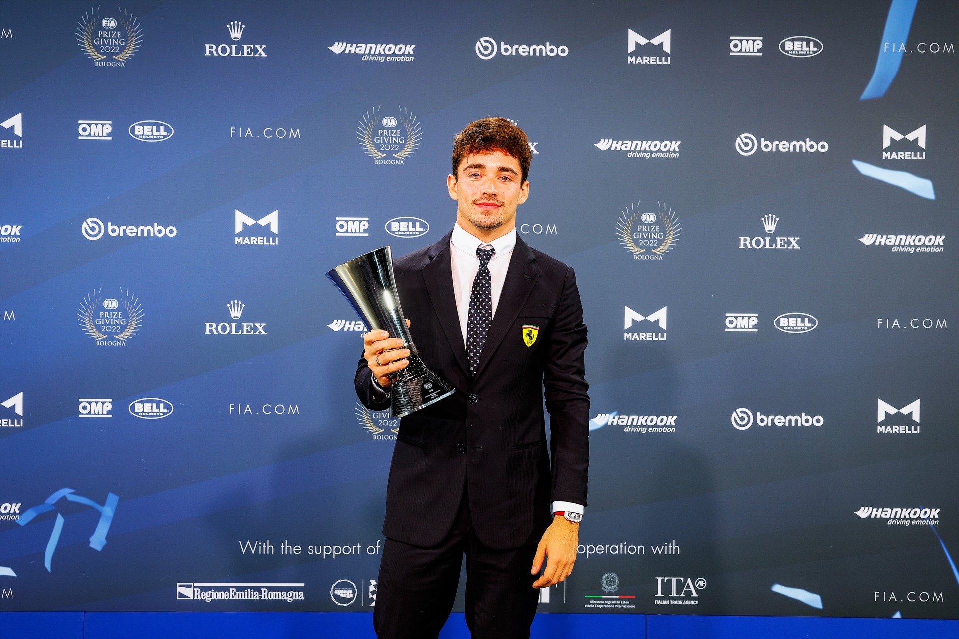 Innovazione nel motorsport: la Cerimonia di Premiazione FIA 2022 a Bologna Charles Leclerc, pilota Scuderia Ferrari in Formula 1