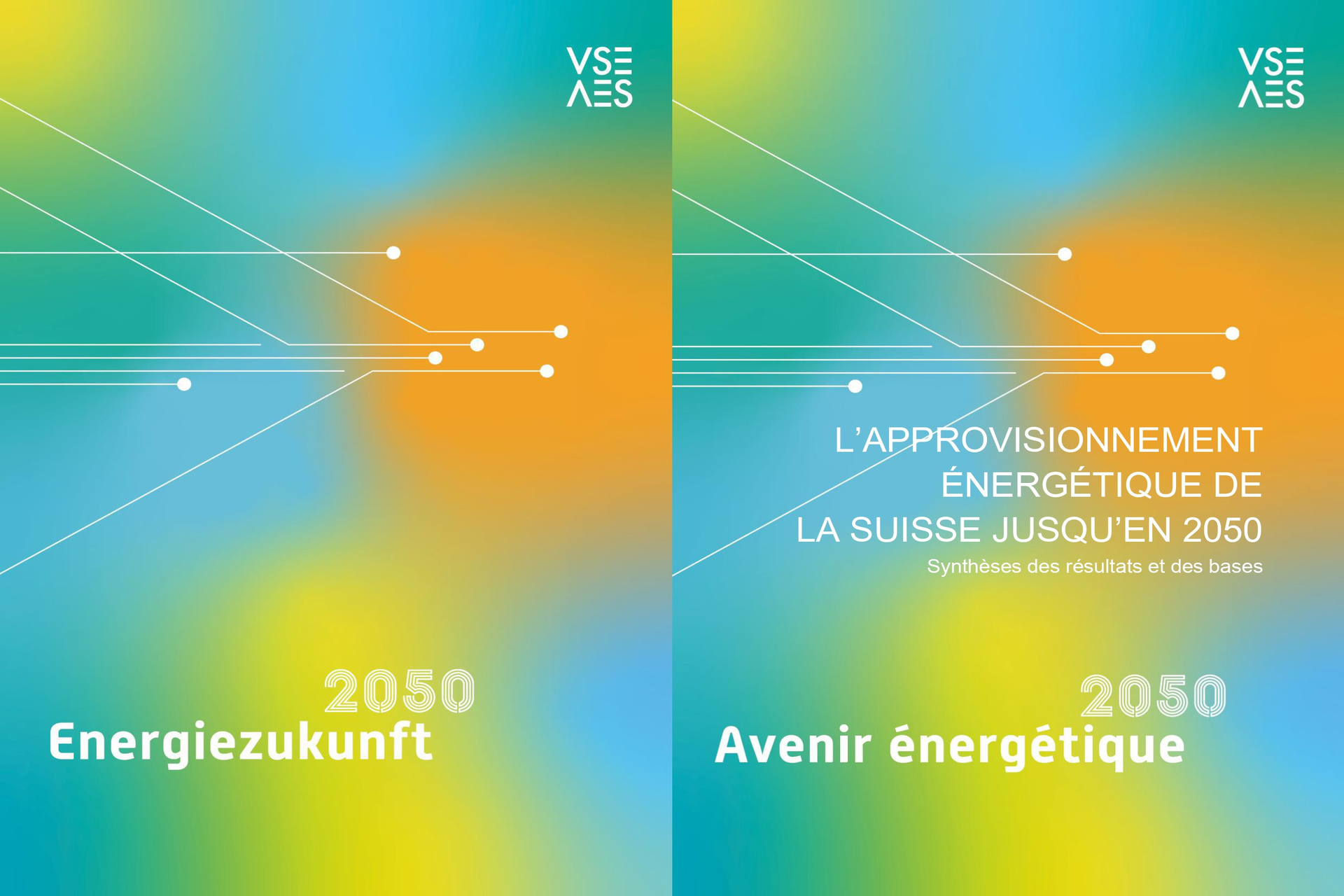 Energy Future 2050: le copertine affiancate del modello scientifico “Energy Future 2050” realizzato in Svizzera da EMPA e VSE/AES (in lingua francese e tedesca)