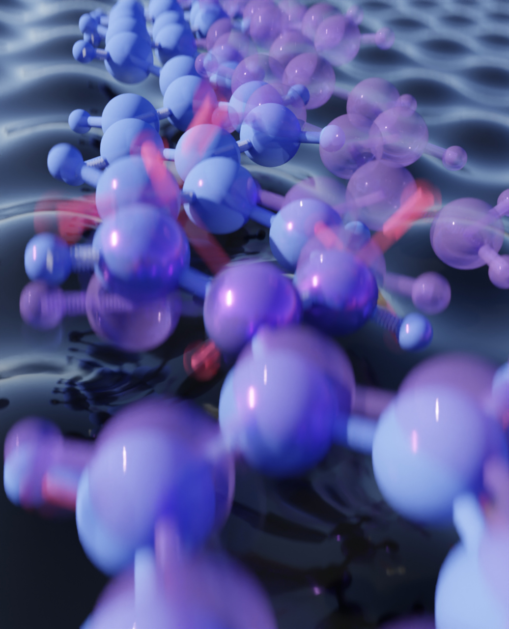 Nuova chimica: un rendering artistico della 3+3-ciclodiffusione scoperta nel laboratorio "Nanotech@Surfaces" dell'EMPA in Svizzera