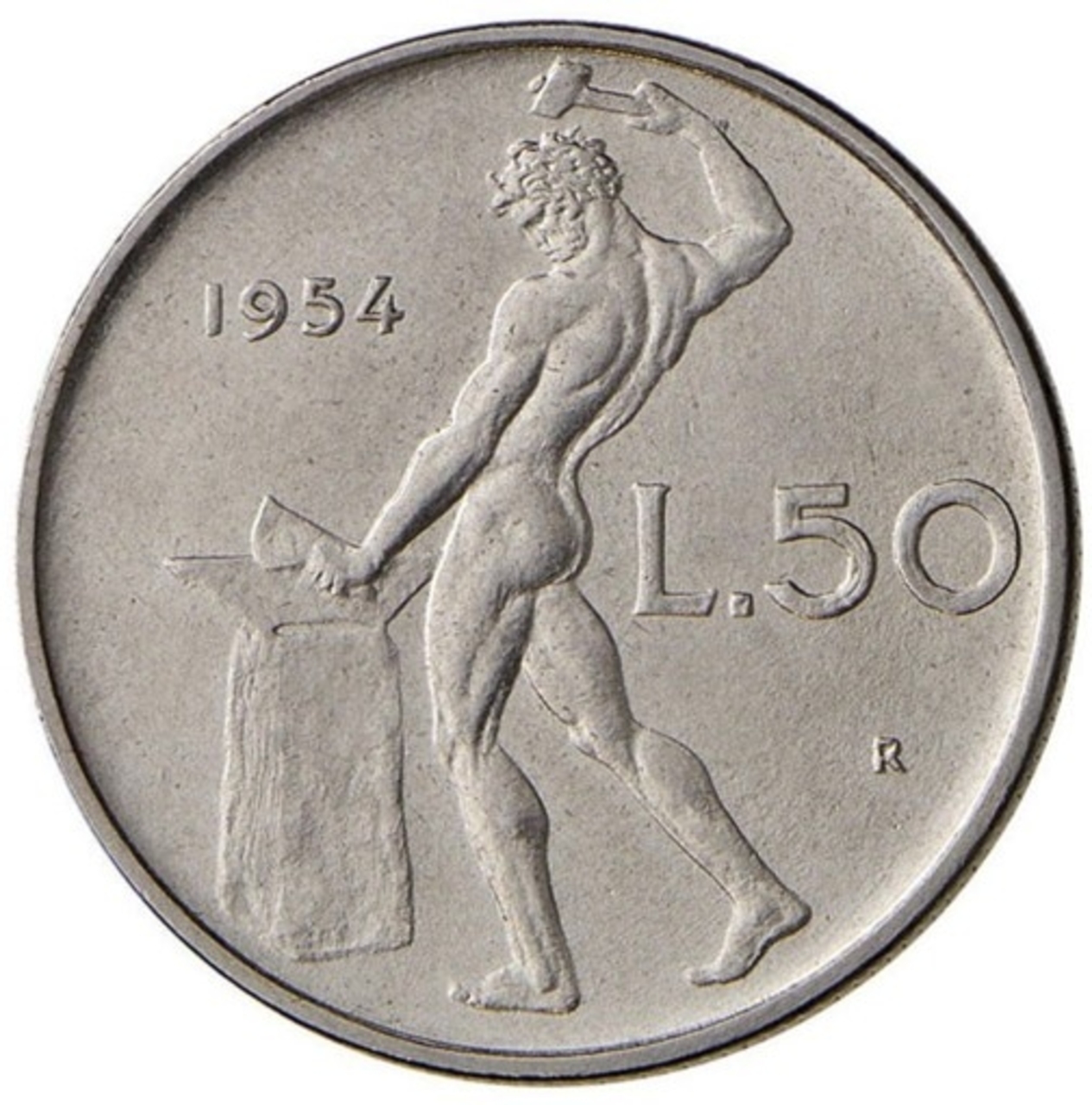 ChatGPT: la moneta repubblicana italiana da 50 Lire denominata “Vulcano” cominciò il proprio corso nel 1954 e, coniata sino al 1989, fu sostituita nel 1990 da un soldo simile, tuttavia di minor dimensione, la cui produzione cessò nel 1995: in entrambe le versioni rimase in uso in Italia sino all’avvento dell’Euro nel 2002