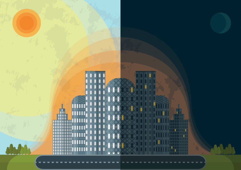 Alberi e piante: una rappresentazione grafica dell'isola di calore urbana