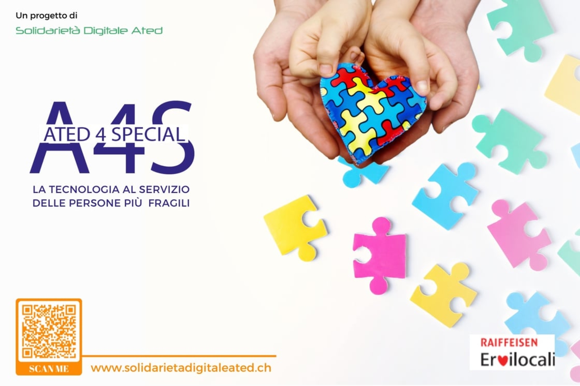 ated4special: il manifesto del progetto tecnologico e solidale di contrasto all’autismo lanciato dall’associazione ated-ICT Ticino, con il patrocinio della Città di Lugano