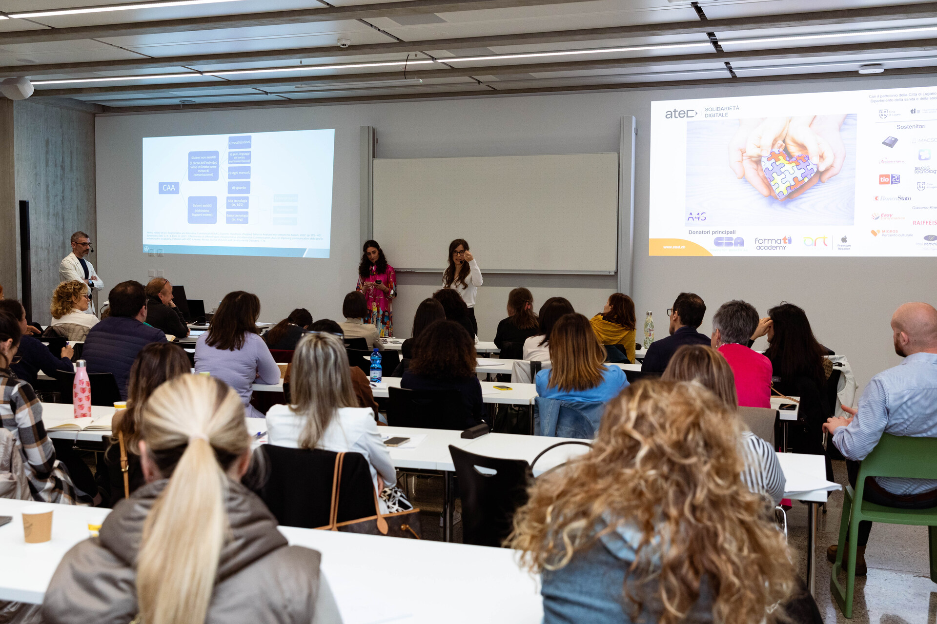 ated4special: il progetto tecnologico e solidale di contrasto all’autismo ated4special di ATED è stato celebrato in una serata evento il primo aprile e in un workshop la mattina del 2 aprile 2023 presso la Scuola Universitaria Professionale della Svizzera Italiana