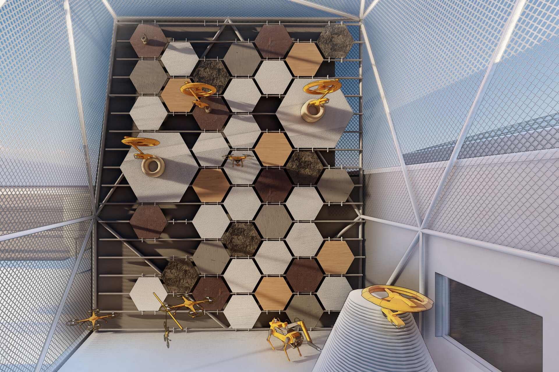 DroneHub: all’interno dell’edificio NEST nel campus dell’EMPA a Dübendorf (Zurigo) si vuole tracciare la strada per la futura coesistenza degli uomini e delle macchine, unitamente alle imprese