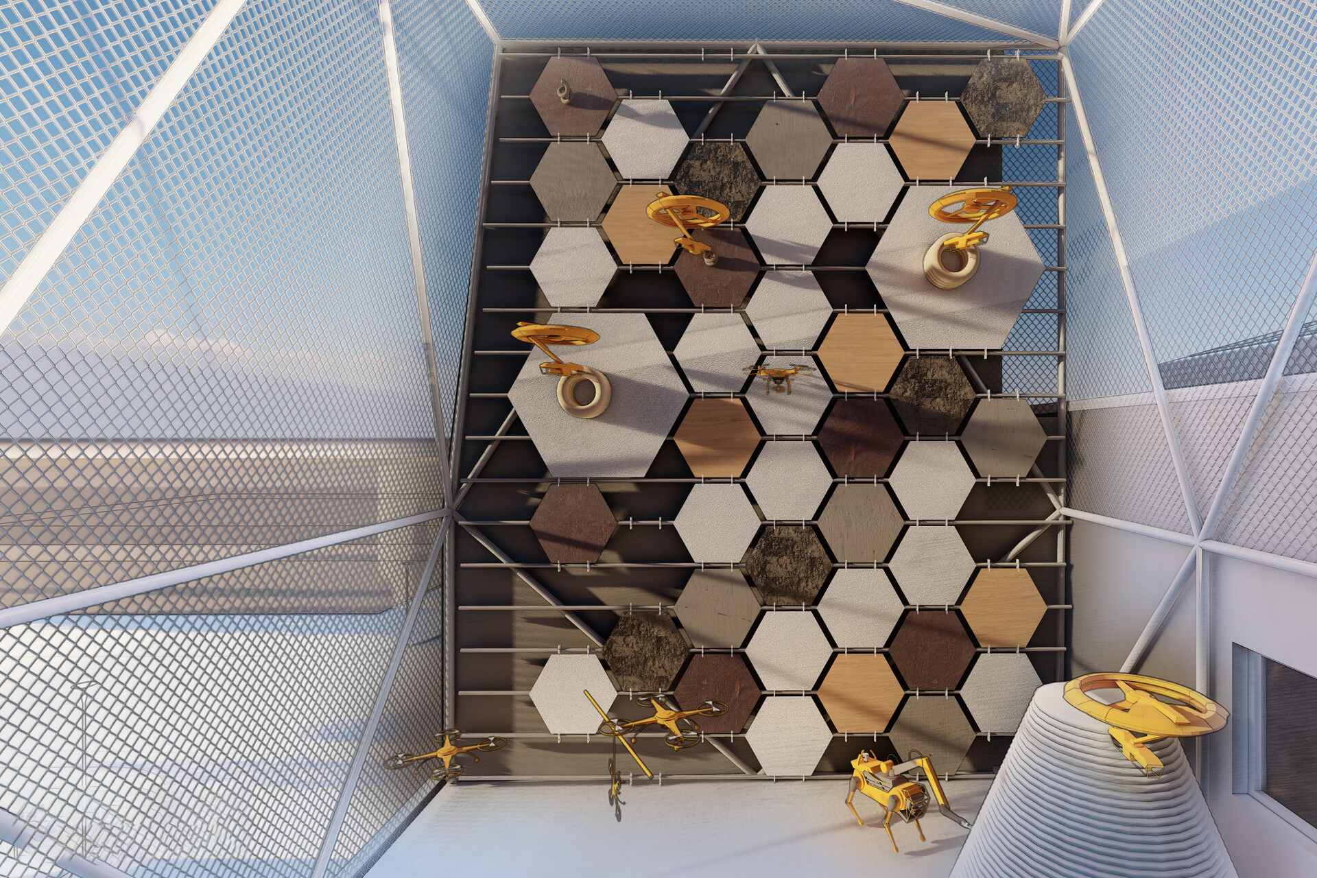 DroneHub: all’interno dell’edificio NEST nel campus dell’EMPA a Dübendorf (Zurigo) si vuole tracciare la strada per la futura coesistenza degli uomini e delle macchine, unitamente alle imprese