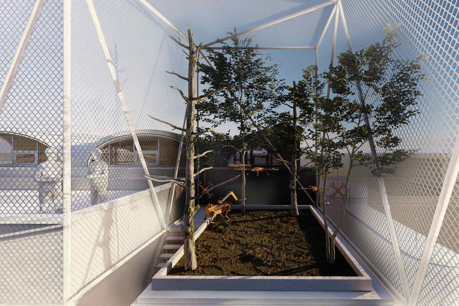 DroneHub: all’interno dell’edificio NEST nel campus dell’EMPA a Dübendorf (Zurigo) si vuole tracciare la strada per la futura coesistenza degli uomini e delle macchine, unitamente alle imprese
