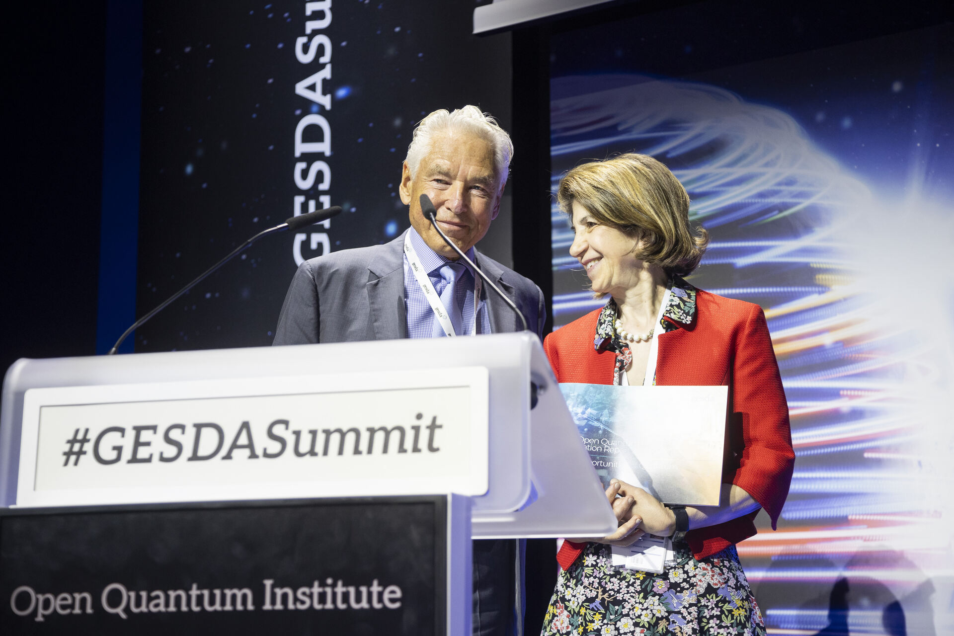Open Quantum Institute: Peter Brabeck-Letmathe (GESDA) e Fabiola Giannotti (CERN)