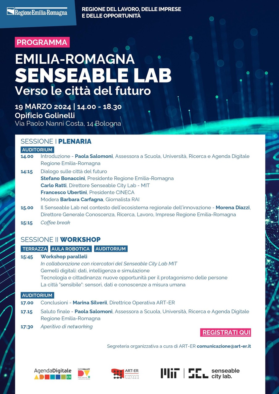 Massachusetts Institute of Technology: il MIT Senseable City Lab approderà al Tecnopolo di Bologna per immaginare le città del futuro grazie alla collaborazione con la Regione Emilia-Romagna