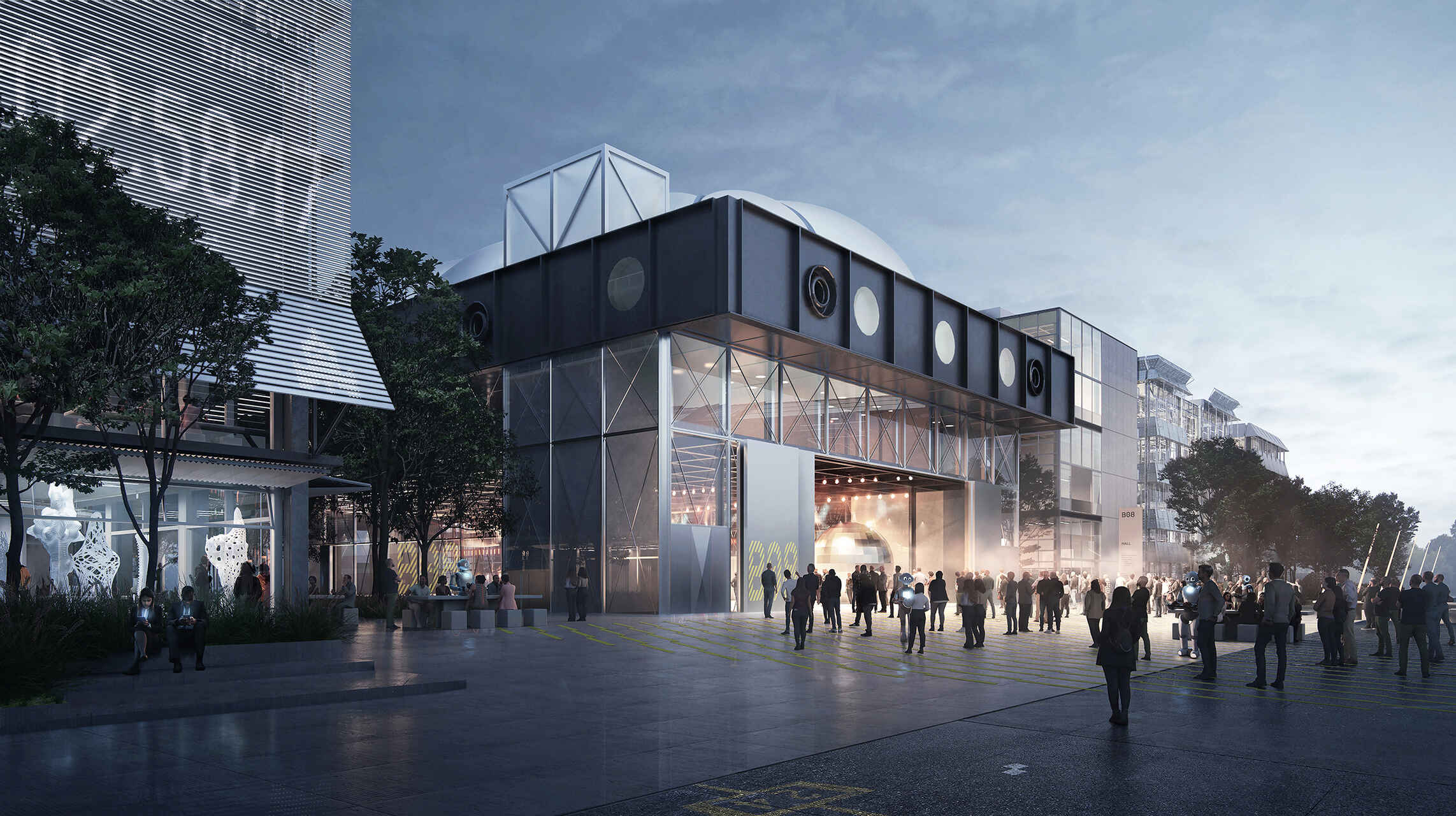 Switzerland Innovation Park Zurich: il piazzale di notte