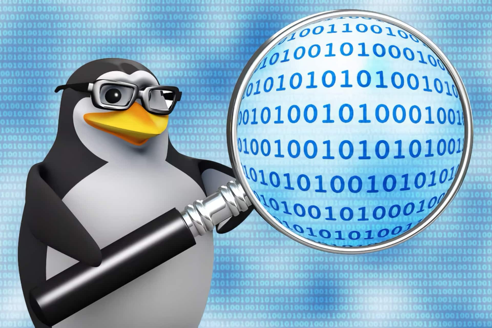 Linux e Hacker: Il pinguino di Linux che mostra del codice ingrandito