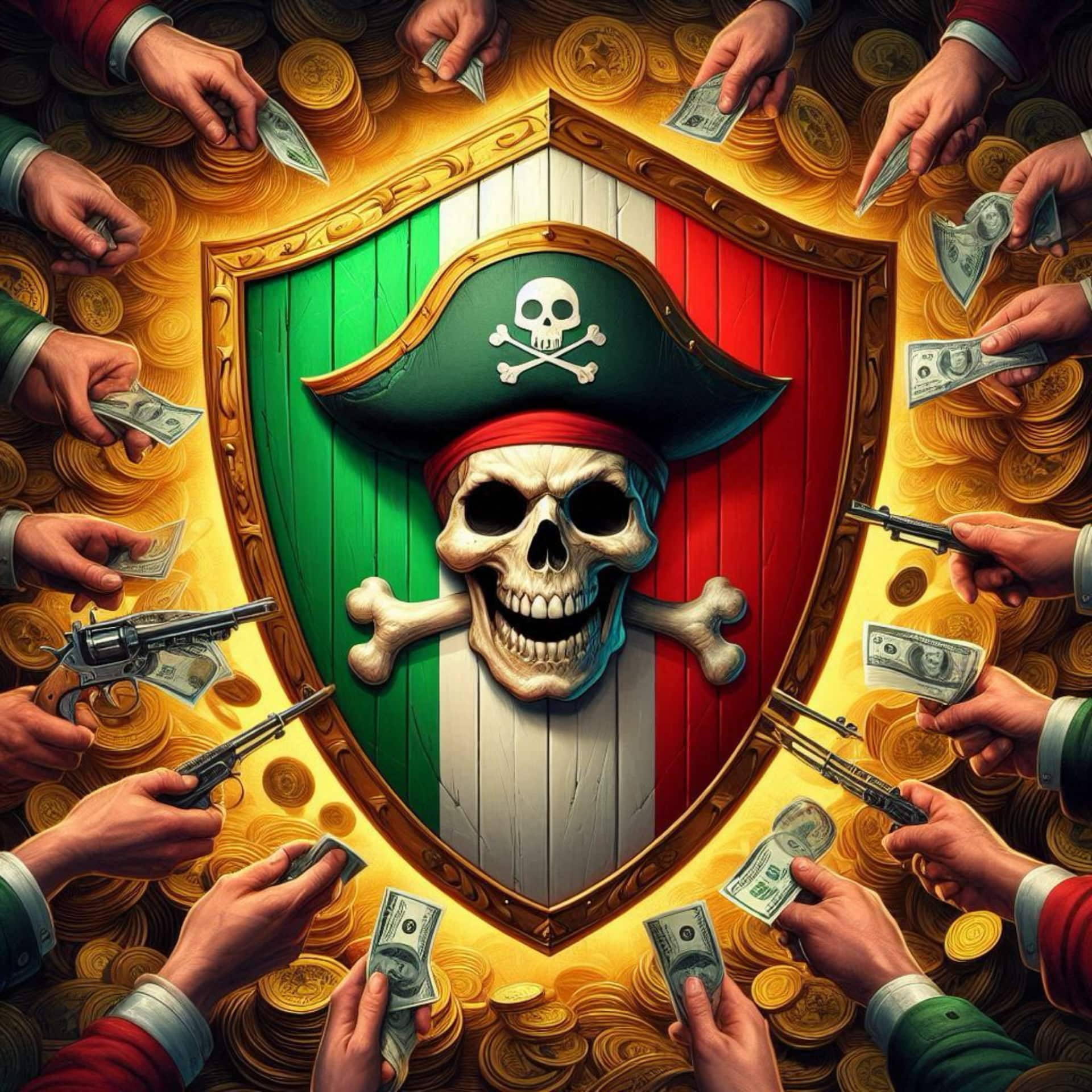 Un'immagine di Dall'E creata dal prompt "Il Piracy Shield italiano potrebbe rivelarsi una soluzione peggiore del male"
