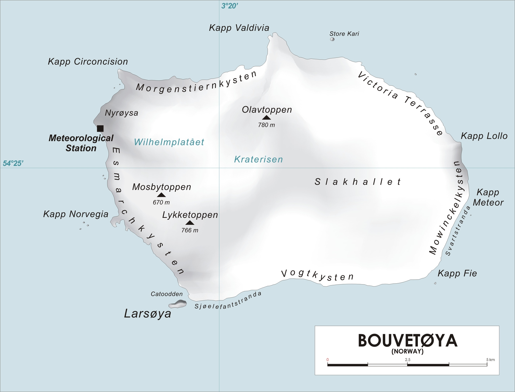 Isola Bouvet: la mappa di questo territorio norvegese evidenzia la sua posizione isolata nell'Atlantico meridionale