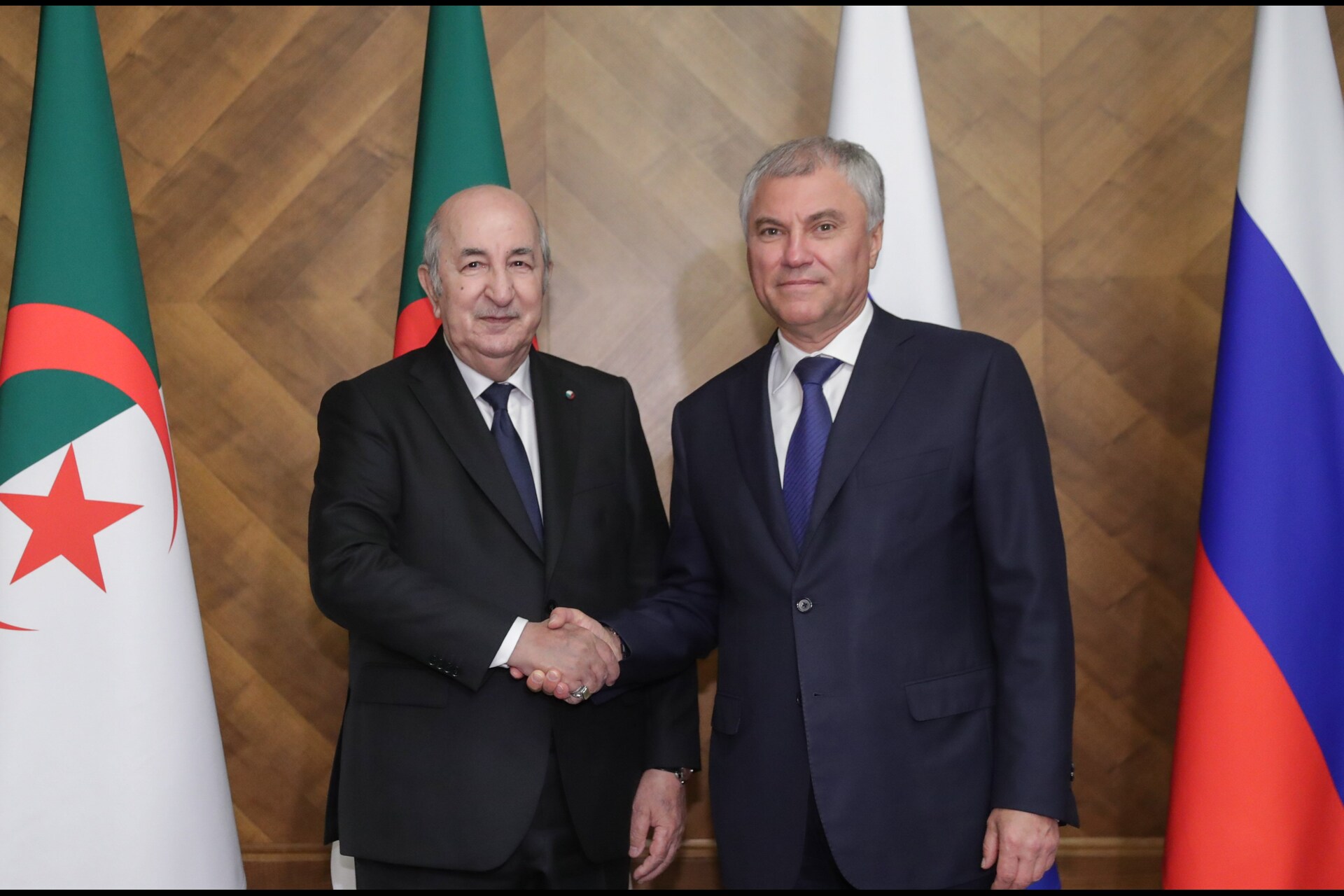 Crescita dinamica delle startup: il Presidente algerino Abdelmadjid Tebboune con Vjačeslav Volodin, Presidente della Duma di Stato della Federazione Russa