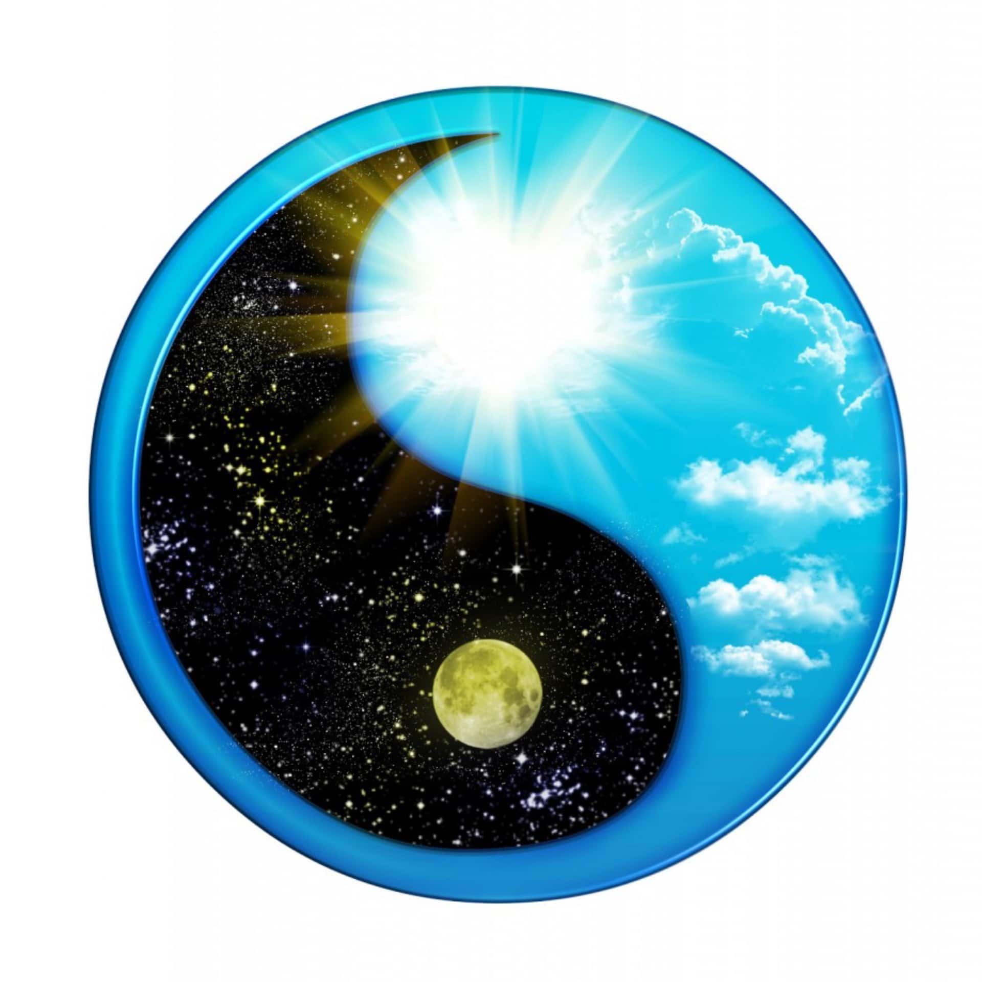 Yin e Yang rappresentati come giorno e notte