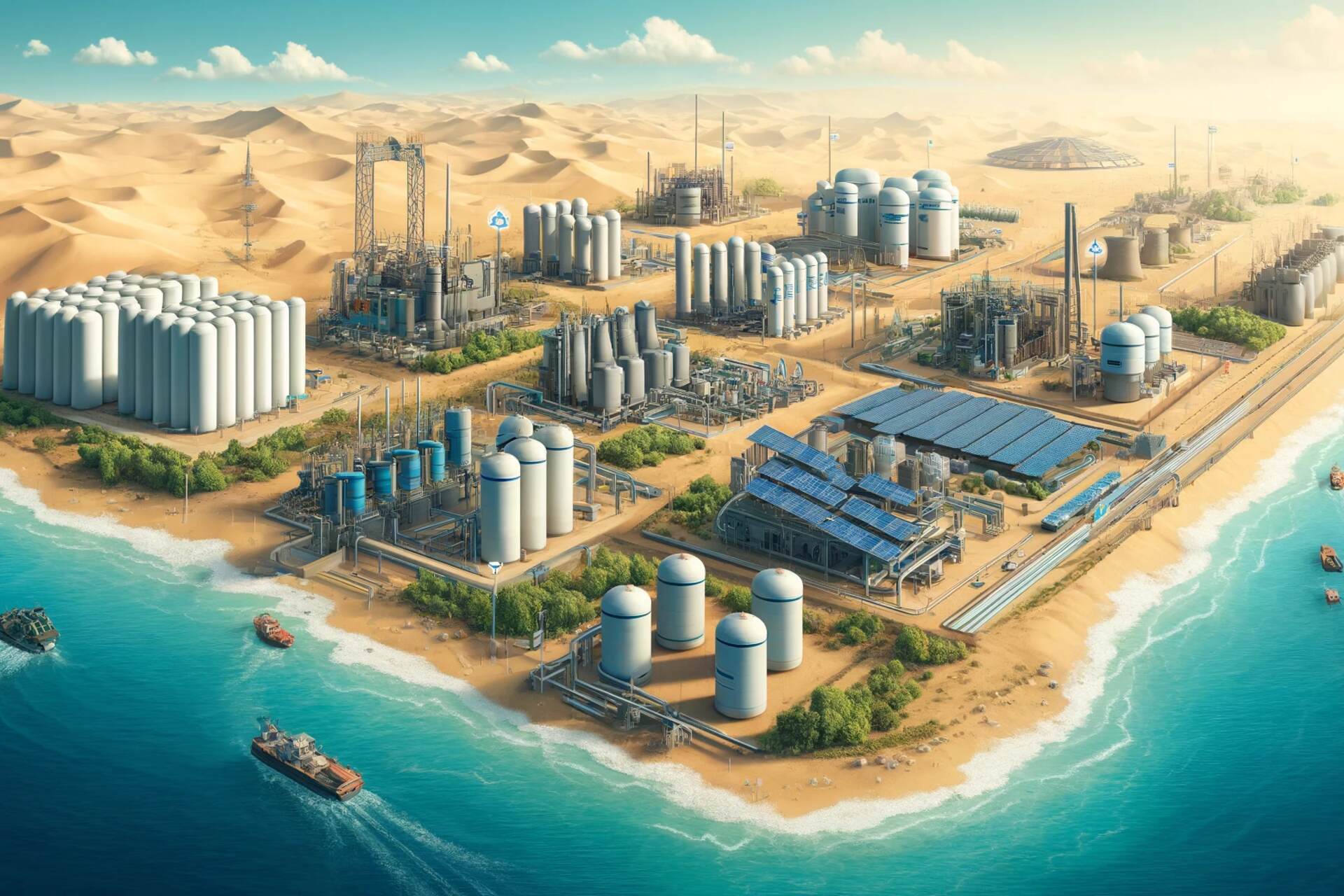 Desalinizzazione in israele: un'impressione artistica del cinque impianti