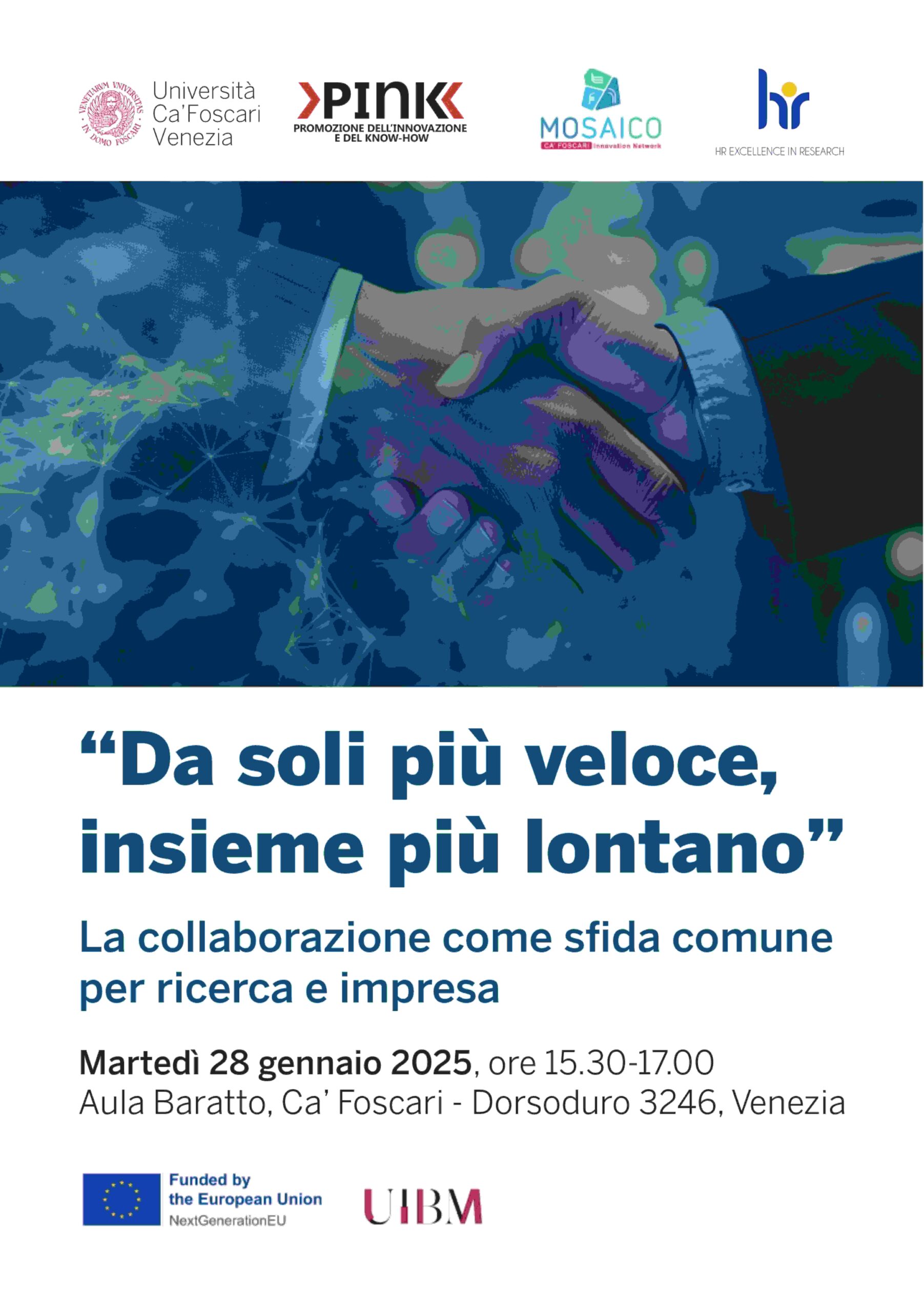 Ca' Foscari: la locandina dell’evento “Da soli più veloce, insieme più lontano”