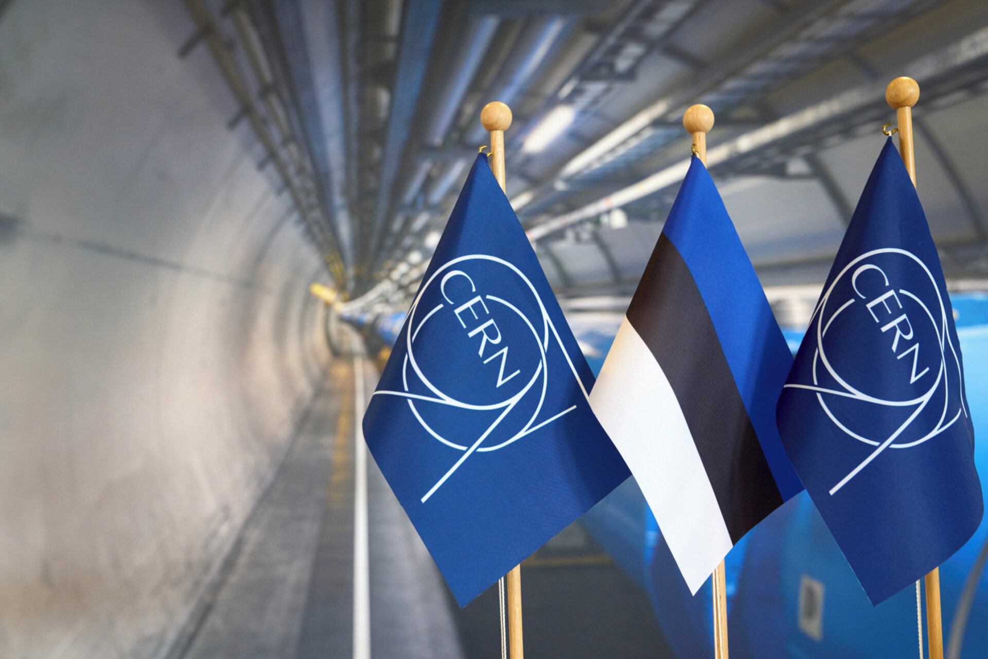 Estonia e CERN: le bandiere del Paese baltico e dell'ente l'una accanto all'altra