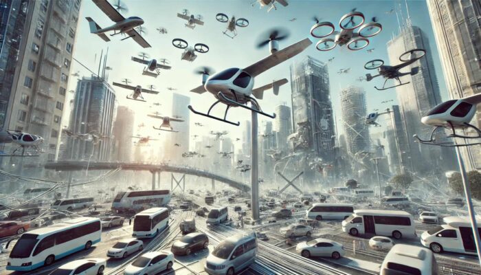eVTOL: un panorama urbano congestionato con velivoli in difficoltà nello spazio aereo cittadino