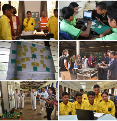 Timor Est: un collage raffigurante sei diverse attività di innovazione mostra l'ingegnosità della nuova generazione