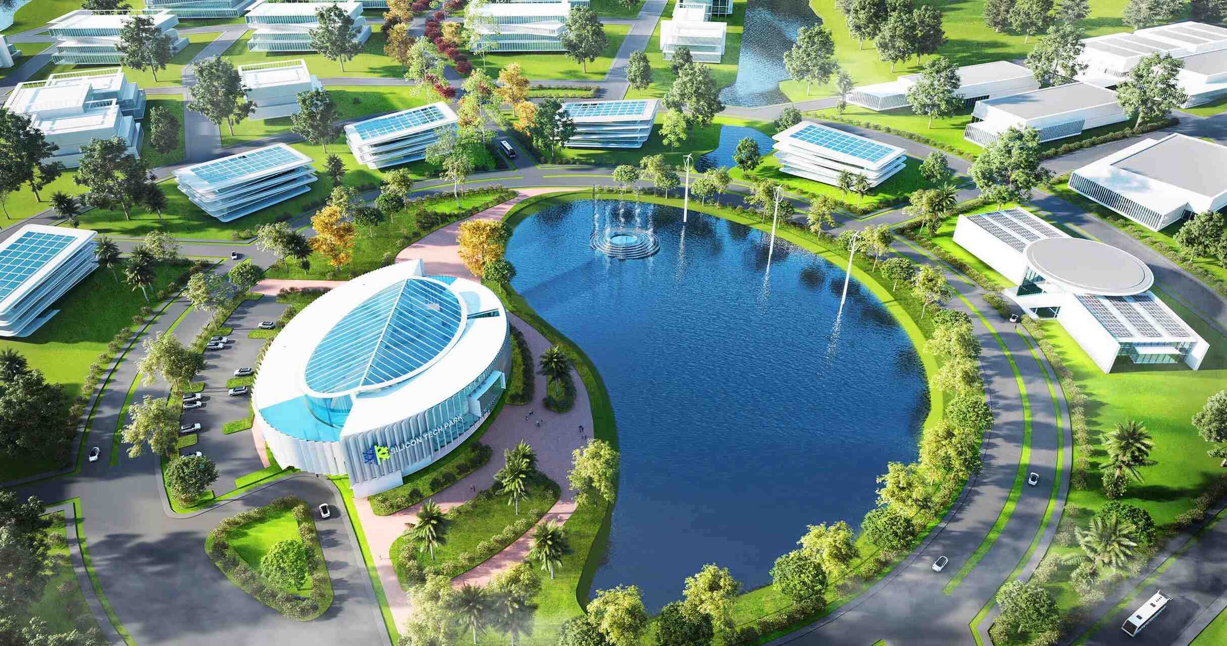 Thailandia: il laghetto dall'alto del Silicon Tech Park