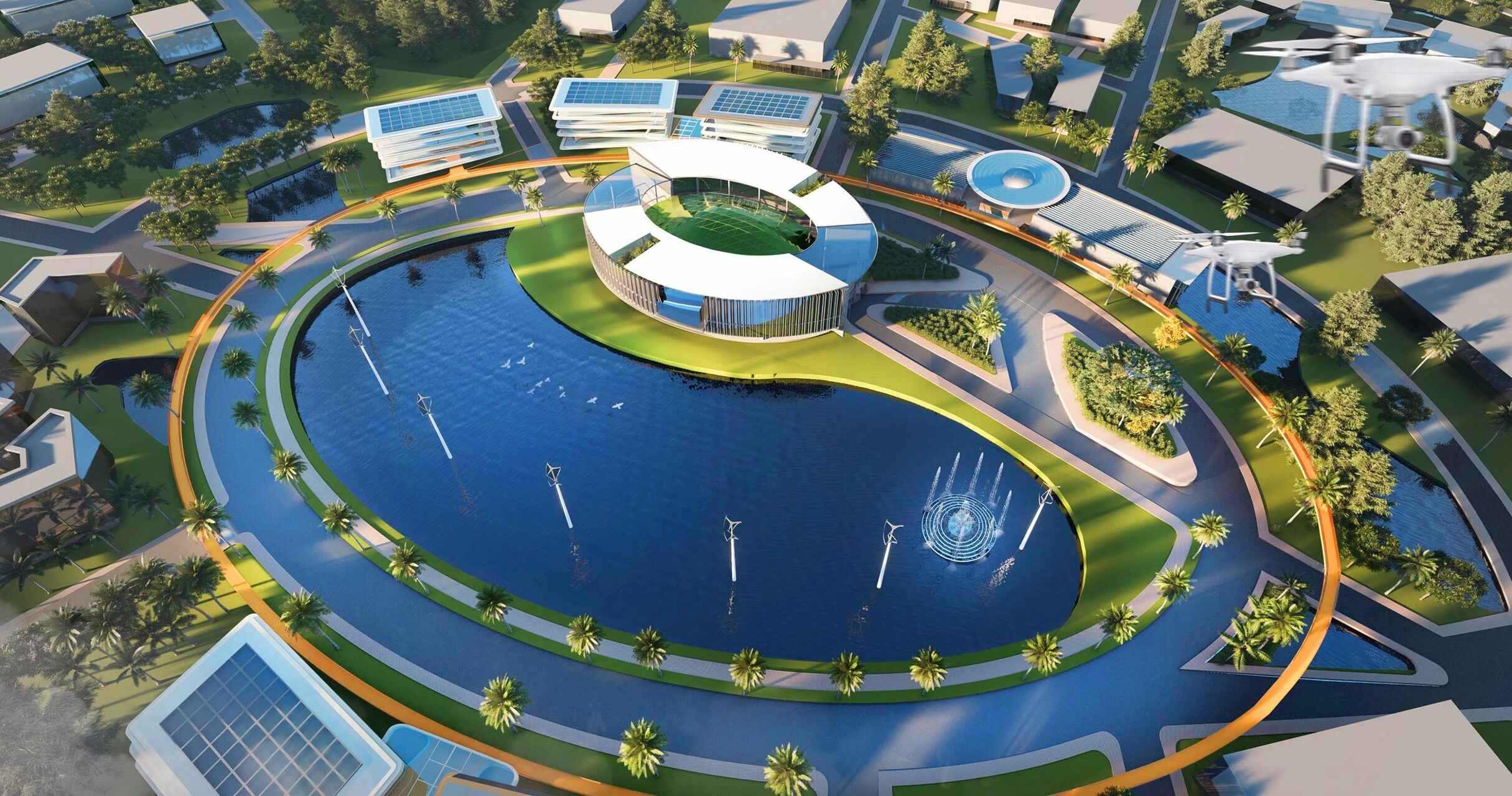 Thailandia: il laghetto dall'alto del Silicon Tech Park