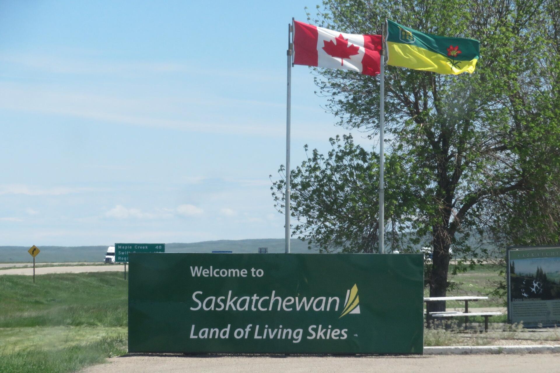 Saskatchewan: il cartello di benvenuto nella provincia canadese